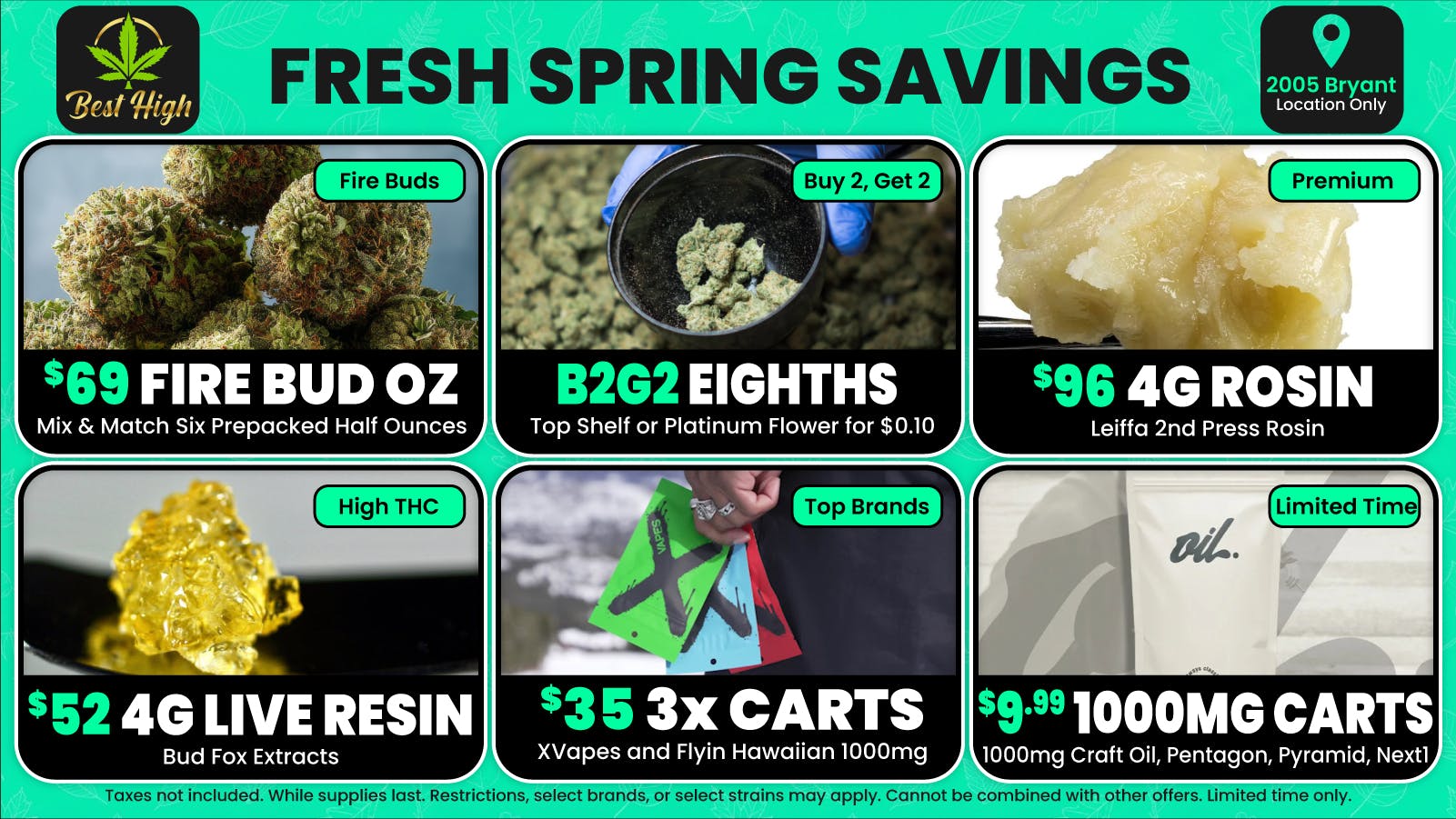 Best High Dispensary - Bryant St 🌿 $69 Fire Bud OZ | $9.99 1000mg Oil Carts 💎