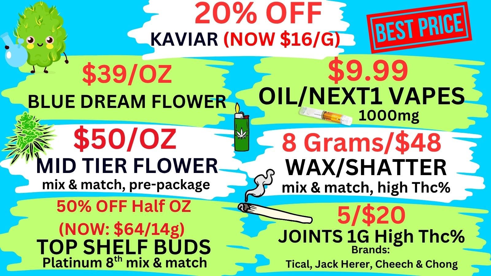 Best High Dispensary - Bryant St $39 Fire Bud OZ | $9.99 1000mg Oil Carts 💎