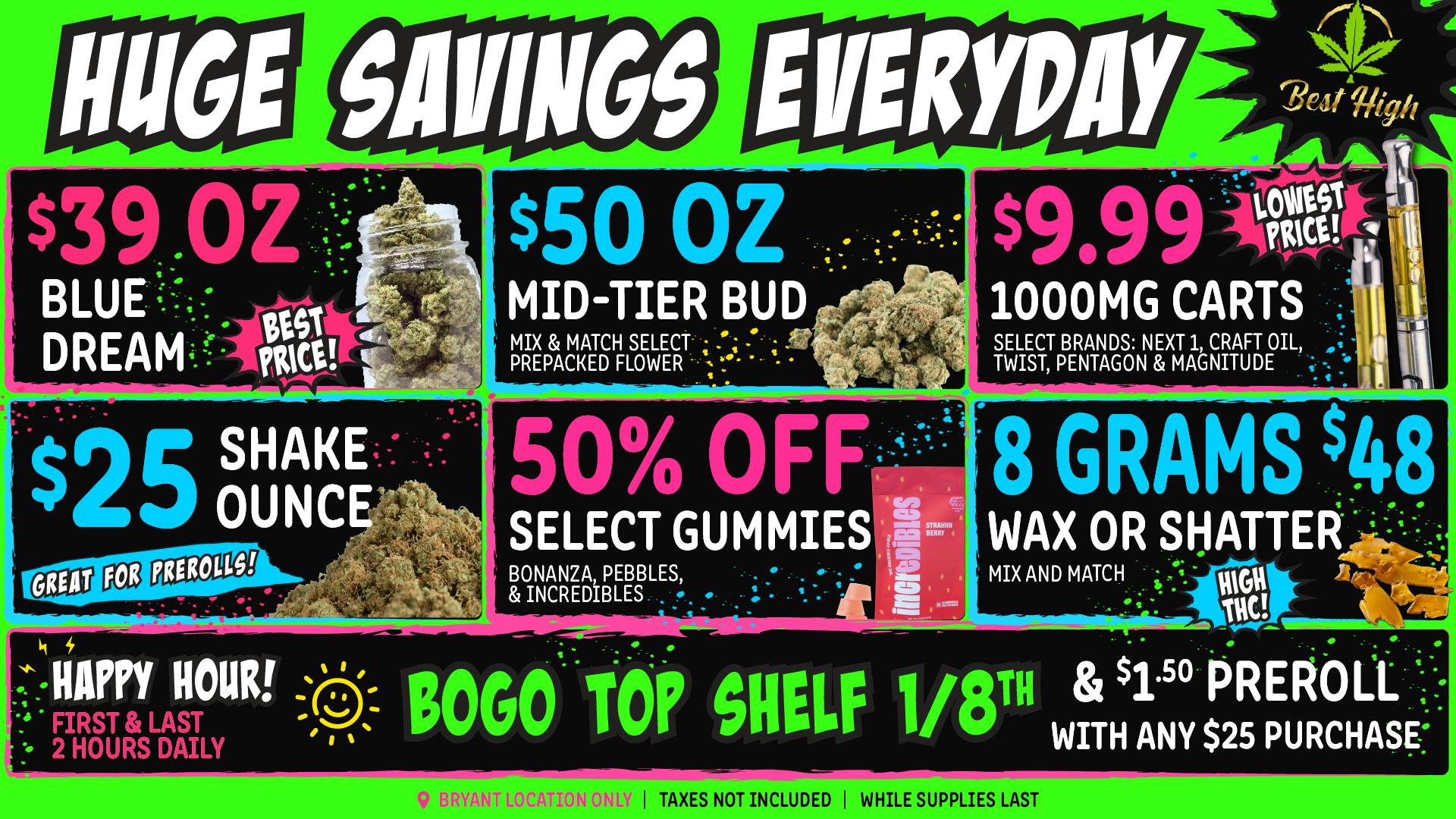 Best High Dispensary - Bryant St 🍯 8 Grams Wax $48, $50 Mid-Shelf OZ 🎉