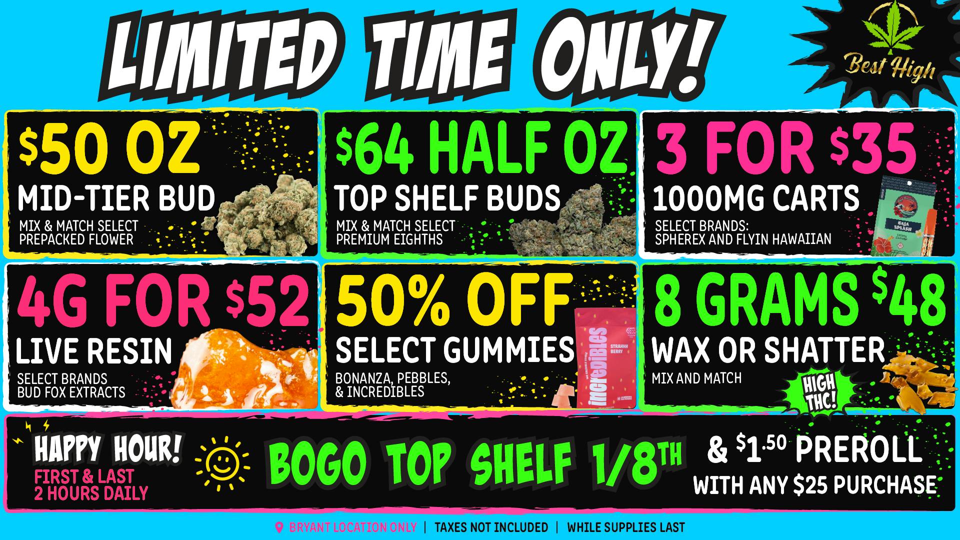 Best High Dispensary - Bryant St 💙 4g Live Resin $52 💎 $64 Half OZ Top Shelf 💙