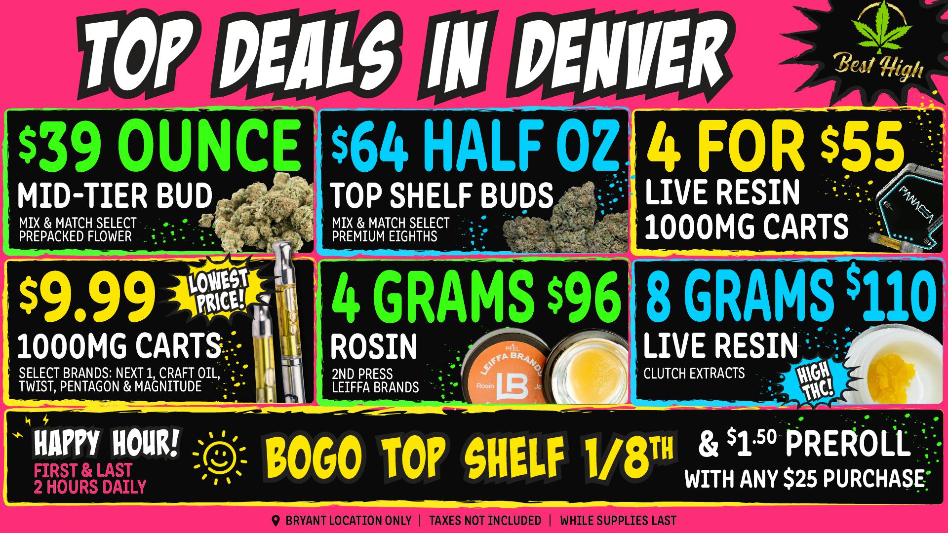 Best High Dispensary - Bryant St 🌱💨 $9.99 Select 1000mg Cart ☀️ 4g Rosin $96