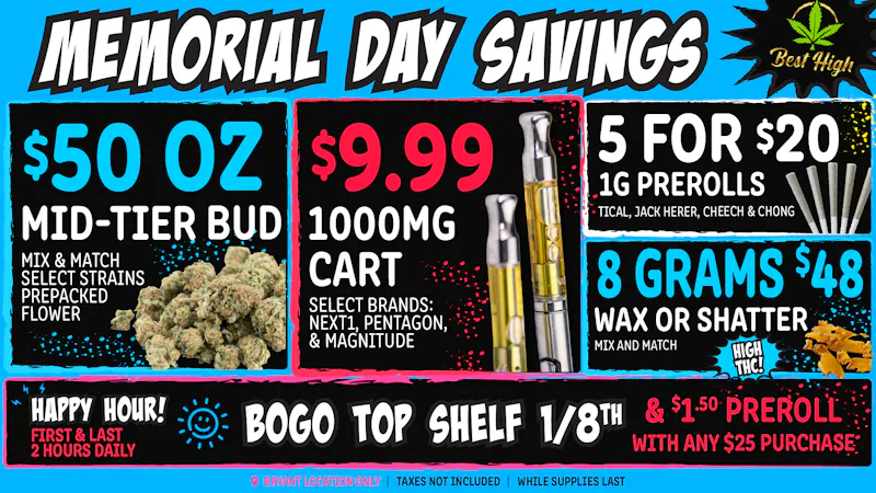 Best High Dispensary - Bryant St $50 Fire Bud OZ | $9.99 1000mg Oil Carts 💎