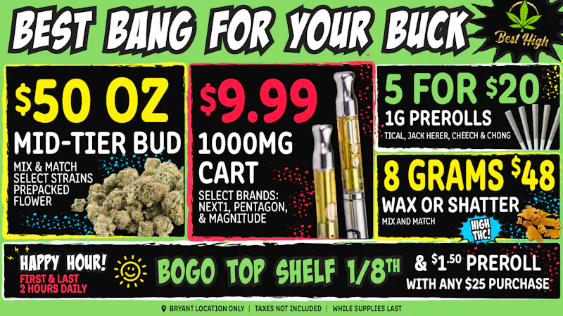 Best High Dispensary - Bryant St $50 Fire Bud OZ | $9.99 1000mg Oil Carts 💎