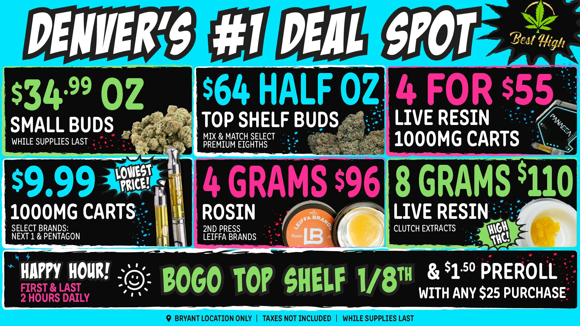Best High Dispensary - Bryant St 🌱💨 $9.99 Select 1000mg Cart ☀️ 4g Rosin $96