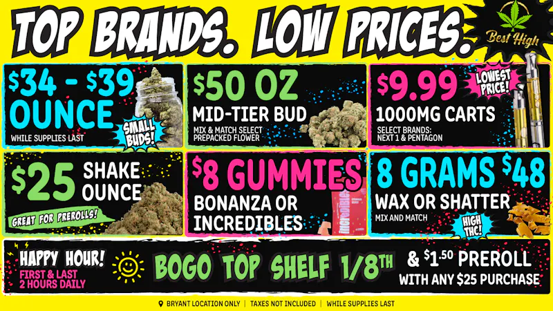 Best High Dispensary - Bryant St 🍯 8 Grams Wax $48, $34-$39 Small Bud Ounce 🎉