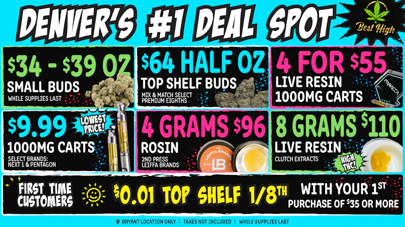 Best High Dispensary - Bryant St 🌱💨 $9.99 Select 1000mg Cart ☀️ 4g Rosin $96