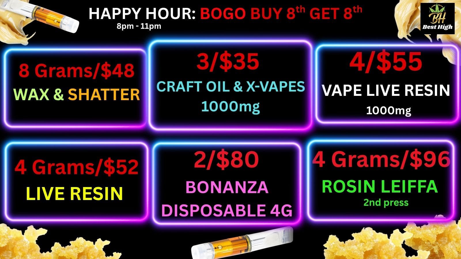Best High Dispensary 🍯 ☀️ 8G Wax/Shatter $48 | 4 Grams/$52 Live Resin