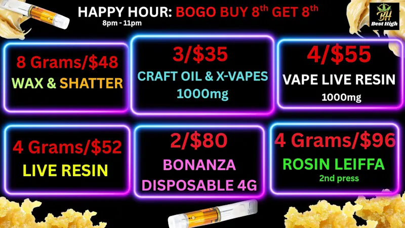 Best High Dispensary 🍯 8 G/$48 WAX & SHATTER |4 G/$52 Live RESIN☀️