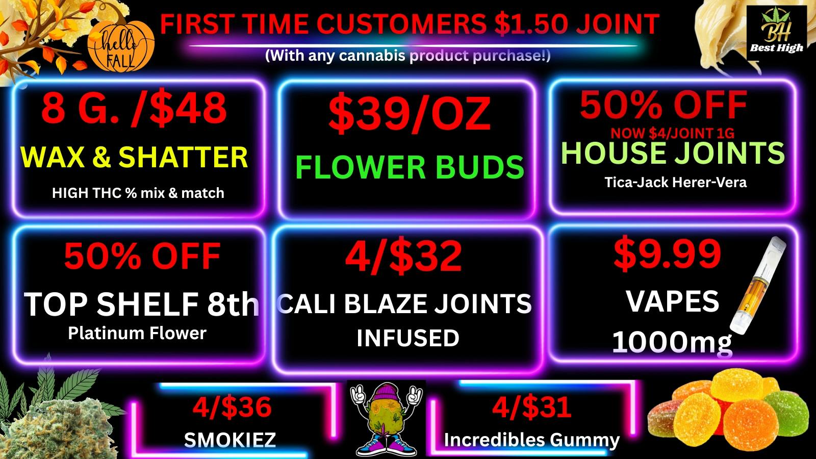 Best High Dispensary 🤑50% OFF TOP SHELF 8th☘️$39/OZ BUD🔥$9.99 VAPE 1G