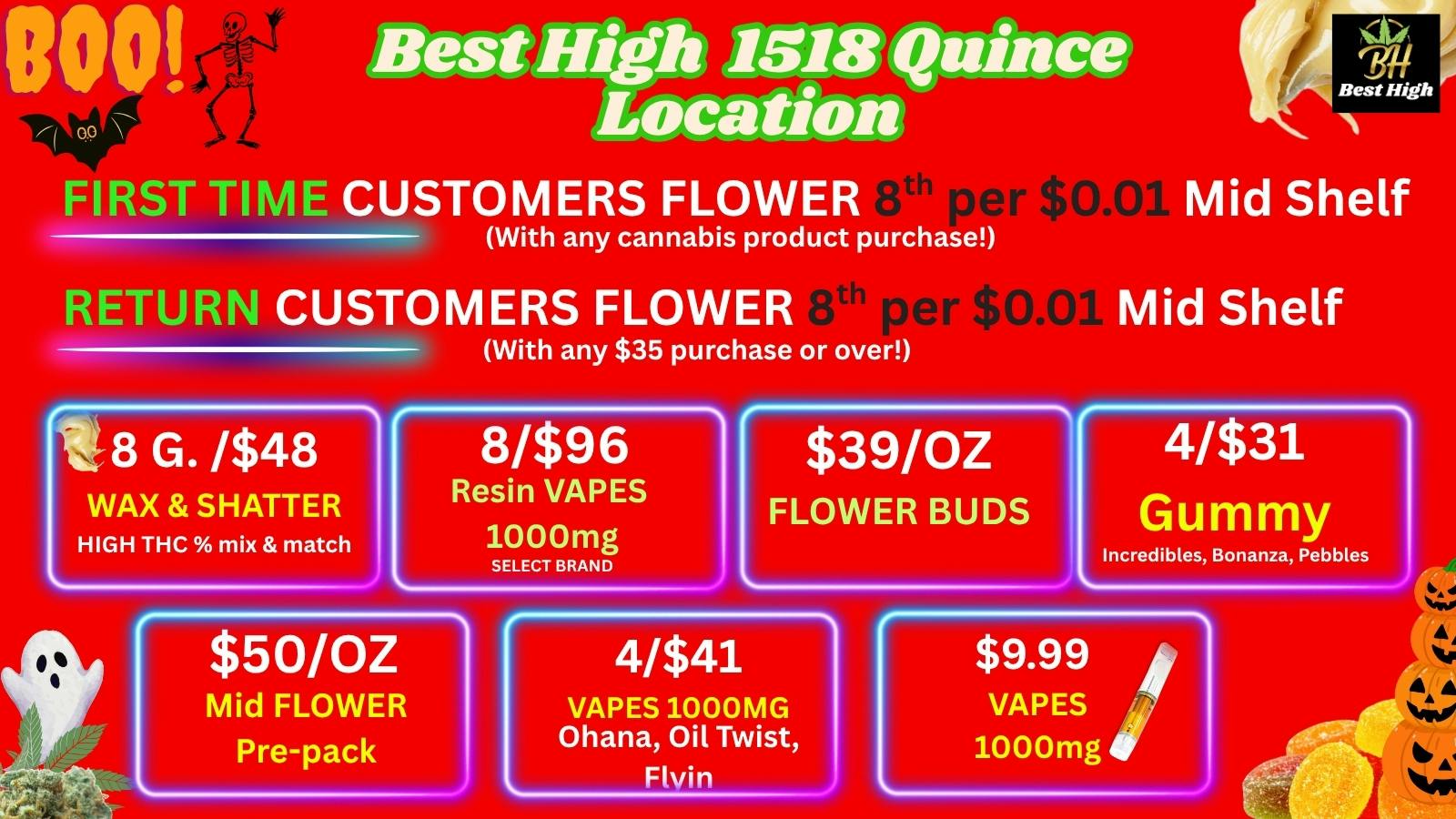Best High Dispensary 🔥$0.01 Flower 8th🤑$39/OZ BUD💚4/$41 VAPES 1000mg