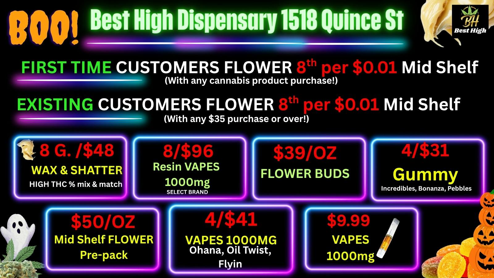 Best High Dispensary 🔥$0.01 Flower 8th🤑$39/OZ BUD💚4/$41 VAPES 1000mg