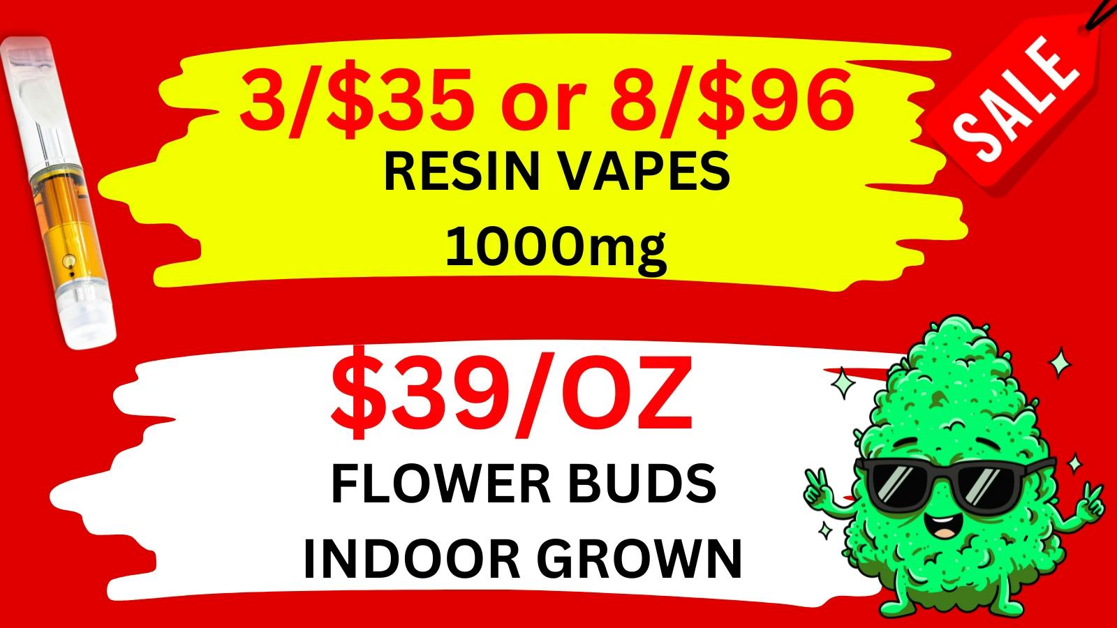 Best High Dispensary 😮‍ $39/OZ FLOWER-3/$35 Resin VAPES 1000mg Select