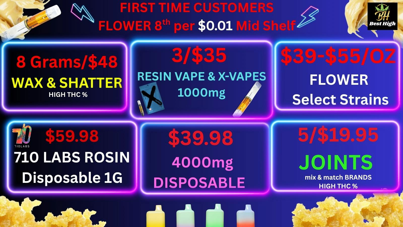 Best High Dispensary - Bryant St 💚$39/OZ BUD😁5/$19 JOINTS🍯$8/$48 WAX High%