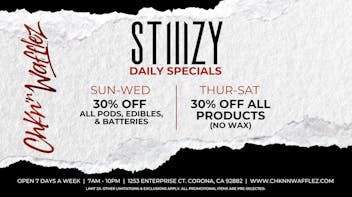Chkn 'n Wafflez Stiiizy 30% VAPES, EDIBLES, & BATTERIES
