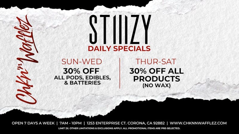 Chkn 'n Wafflez Stiiizy 30% VAPES, EDIBLES, & BATTERIES