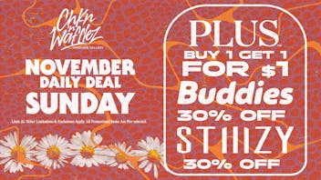 Chkn 'n Wafflez Plus B1G1 $1 / Buddies 30% OFF / Stiiizy 30% OFF