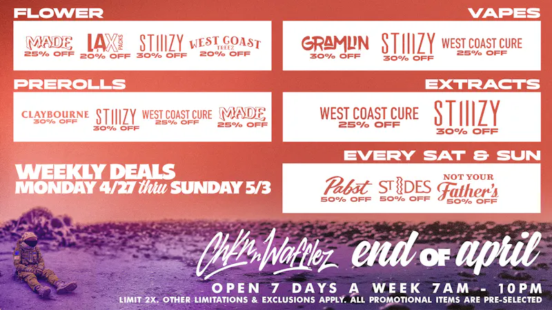 Chkn 'n Wafflez 50% off PABST / ST. IDES / NOT YOUR FATHERS