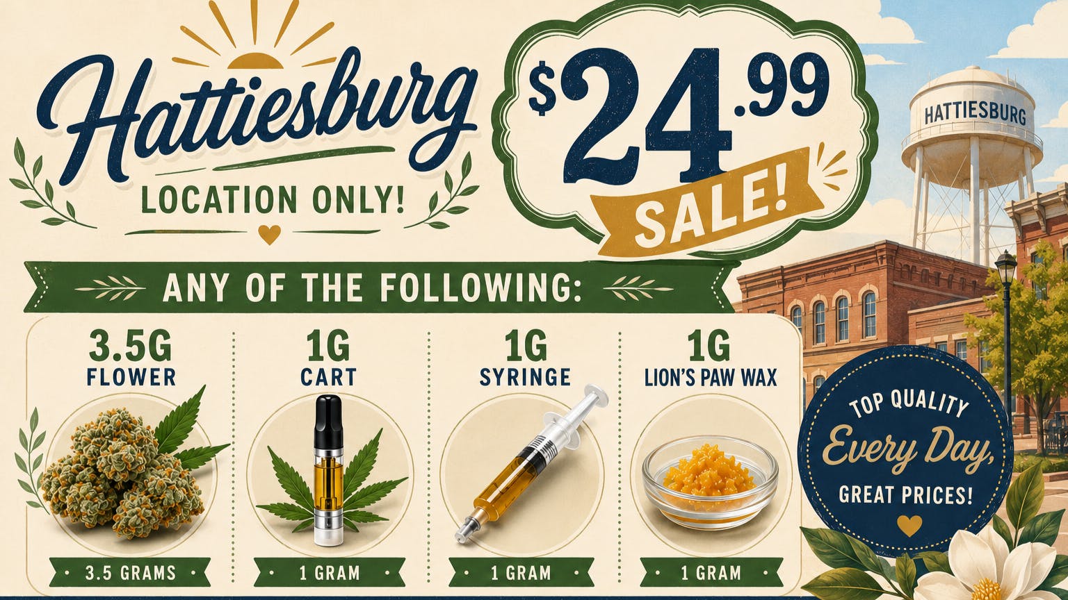 420 Holiday Cannabis Hattiesburg $24.99 Coastal Special at Hattiesburg 🌿
