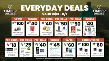 Timber Cannabis Co First Time Customers 50% off Deli + 30% Storewide!
