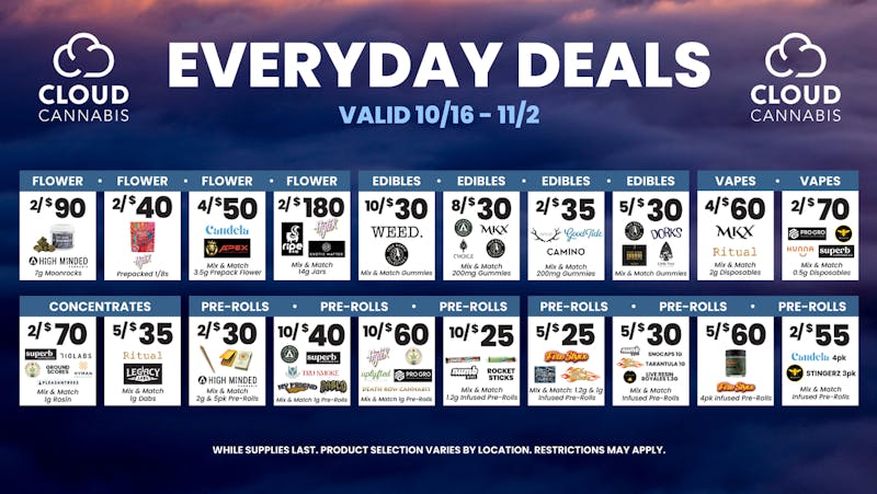 Cloud Cannabis - Muskegon - REC 21+ First Time Customers 50% off Deli + 30% Storewide!