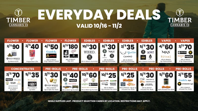 Timber Cannabis Co - Muskegon First Time Customers 50% off Deli + 30% Storewide!