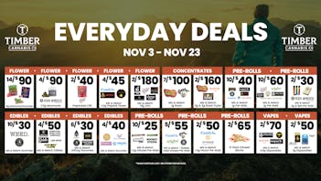 Timber Cannabis Co - Three Rivers First Time Customers 50% off Deli + 30% Storewide!