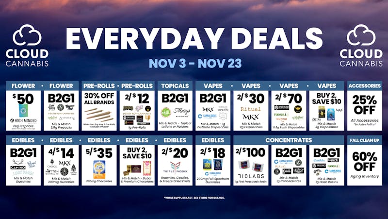 Cloud Cannabis - Ann Arbor - REC 21+ First Time Customers 50% off Deli + 30% Storewide!