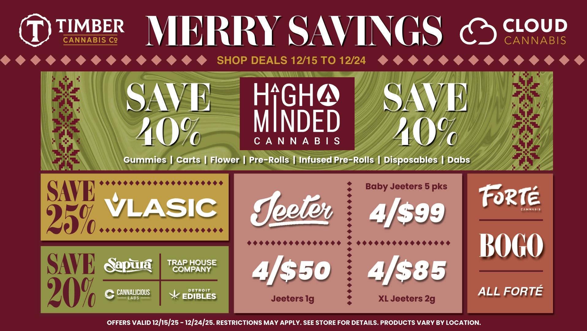 Cloud Cannabis Delivery - Utica - REC 21+ Merry Savings - 50% off Select Brands - 40% off HM