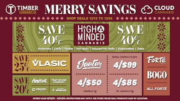 Cloud Cannabis Delivery - Utica - REC 21+ Merry Savings - 50% off Select Brands - 40% off HM
