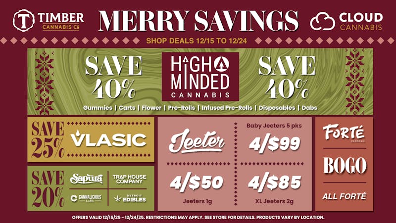 Cloud Cannabis Delivery - Utica - REC 21+ Merry Savings - 50% off Select Brands - 40% off HM