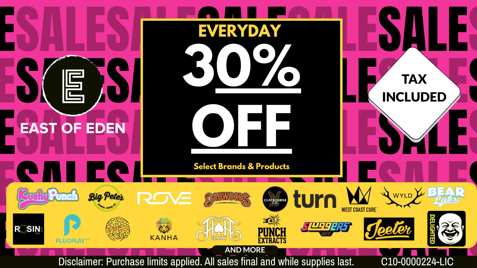 East of Eden Cannabis Co. 30% OFF over 50 brands on SALE!