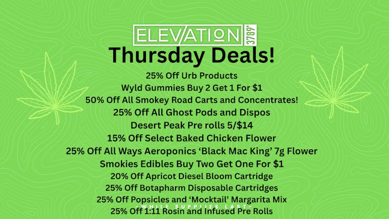 Elevation 3789 Thursday Promos!