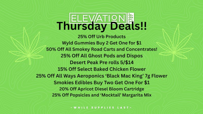 Elevation 3789 Thursday Promos!!