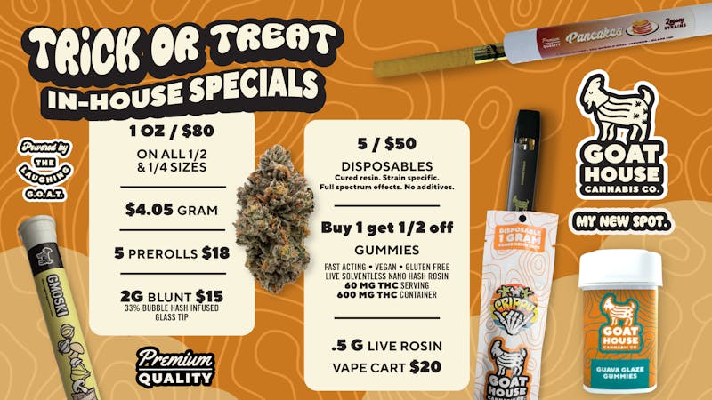 Goat House - Del City Trick or Treat In-House Specials