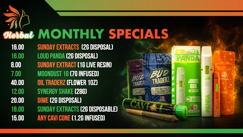 Herbal Meds Dispensary - Drive Thru $15 Cavi Cone -- $16 2g Sunday Disposable