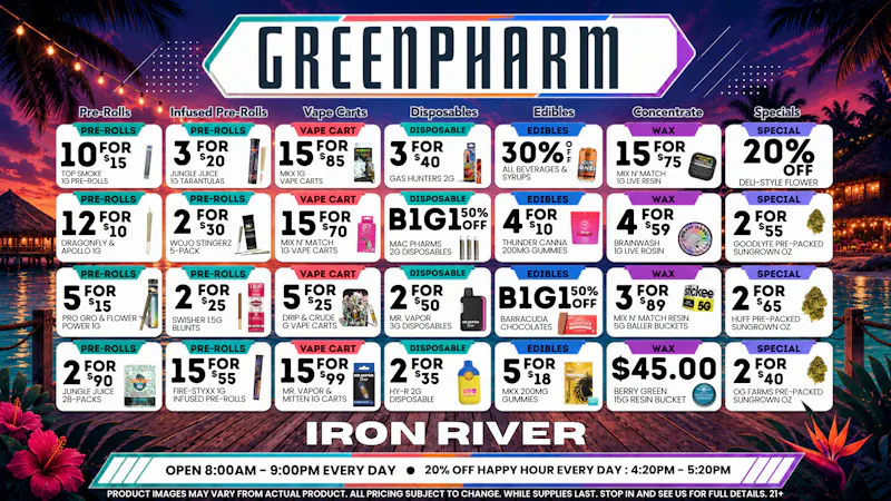Green Pharm Iron River - Rec - Now Open! 🔥HOTTEST DEALS AROUND!🔥