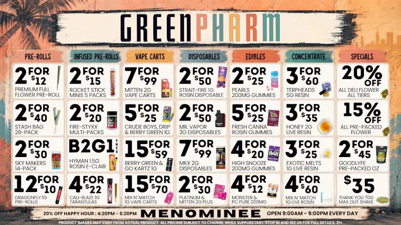 Green Pharm Menominee - Rec - 🤑💸DAILY SAVINGS!💸🤑