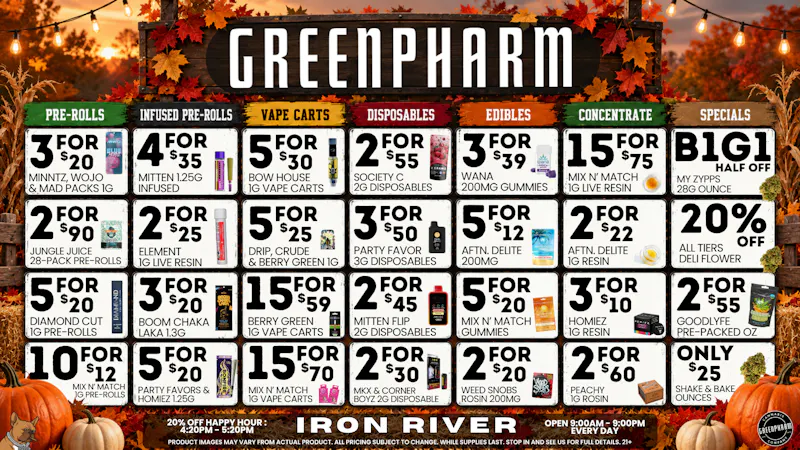 Green Pharm Iron River - Rec - Now Open! 🍂DAILY SAVINGS!🍂