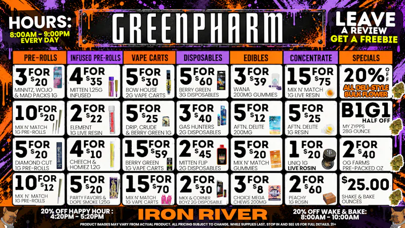 Green Pharm Iron River - Rec - Now Open! ⚡DAILY SAVINGS!⚡