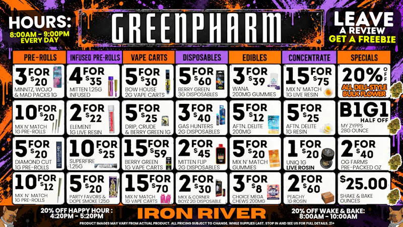 Green Pharm Iron River - Rec - Now Open! 🎃DAILY DEALS!🎃