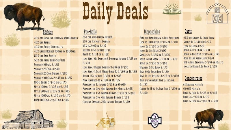 White Barn Dispensary Every Day Deals