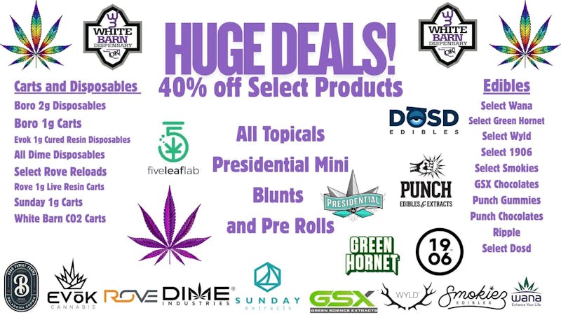 White Barn Dispensary 40% off Deals!