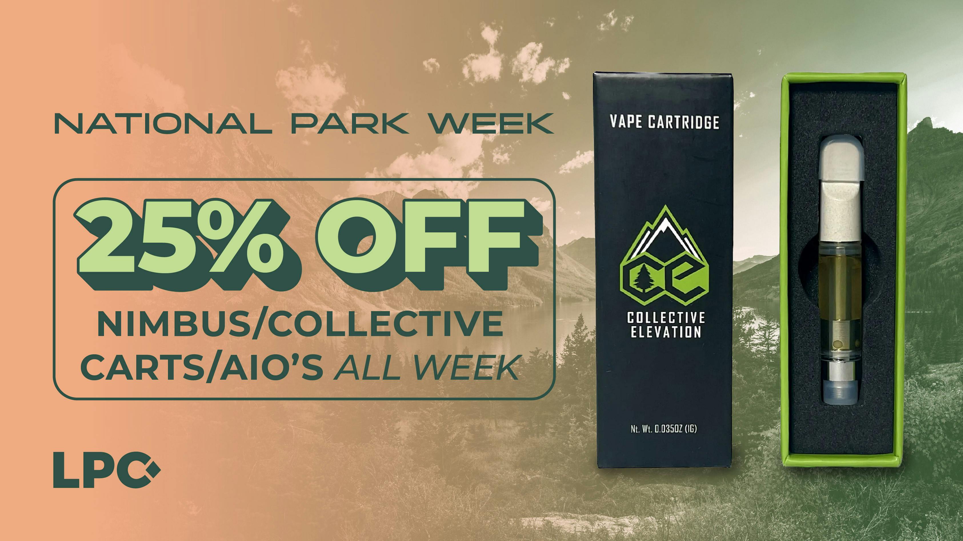 Lone Peak Cannabis Co. Bozeman 25% OFF Collective Elevation Carts & Nimbus AIOs