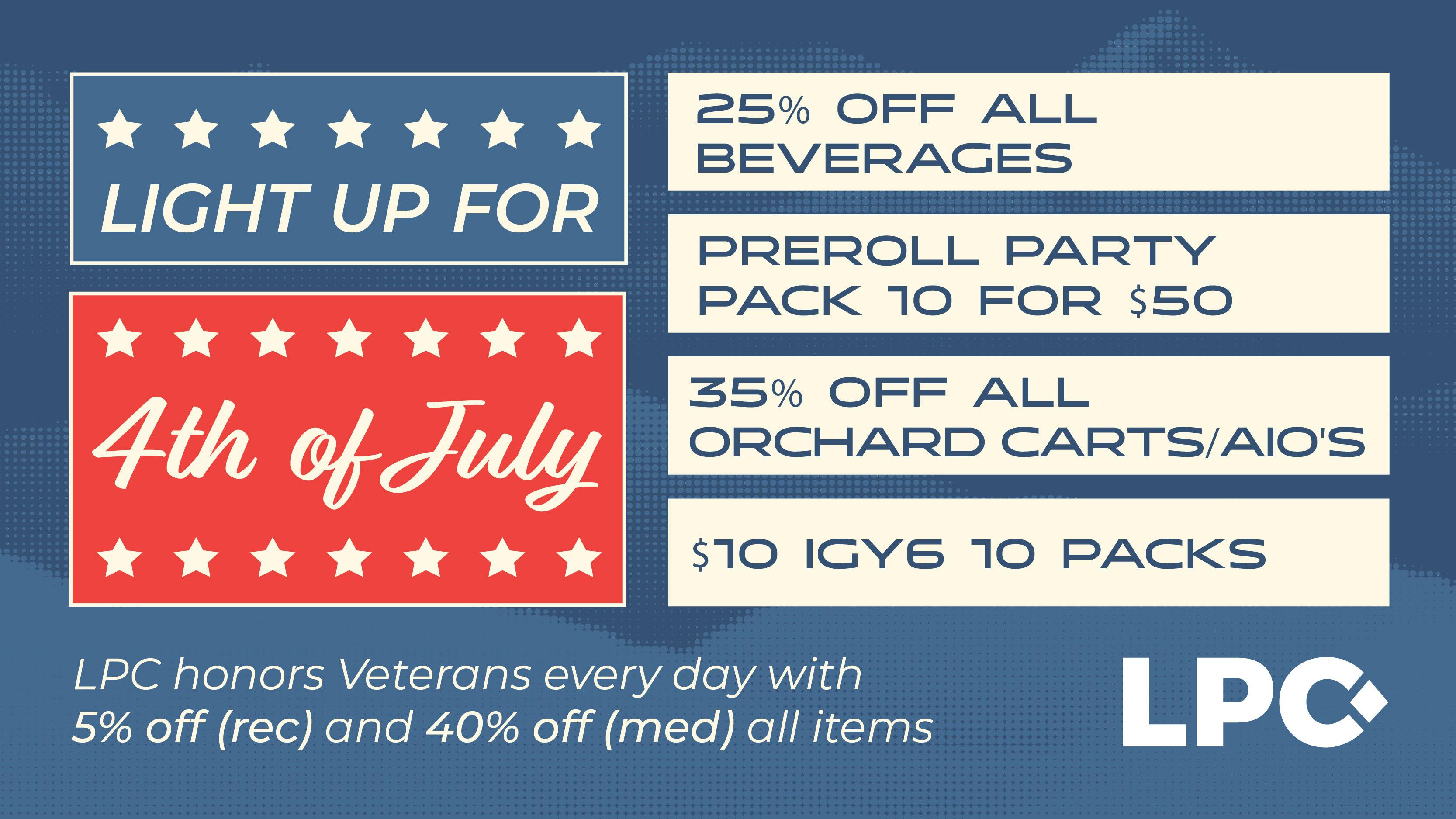 Lone Peak Cannabis Co. Laurel 4th of July: 25% Off All Beverages