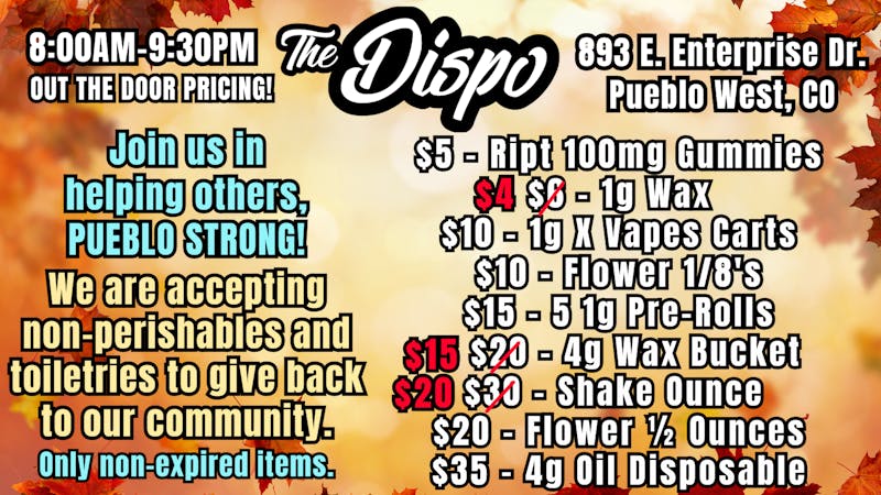 The Dispo Join us in helping others, PUEBLO STRONG!