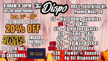 The Dispo TWAX and The Clear 20% OFF the Rest of the Month!