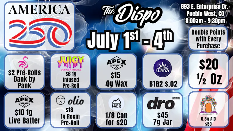 The Dispo $2 PRE-ROLL | $10 CART | $15 4G WAX | $20 14er 1/8