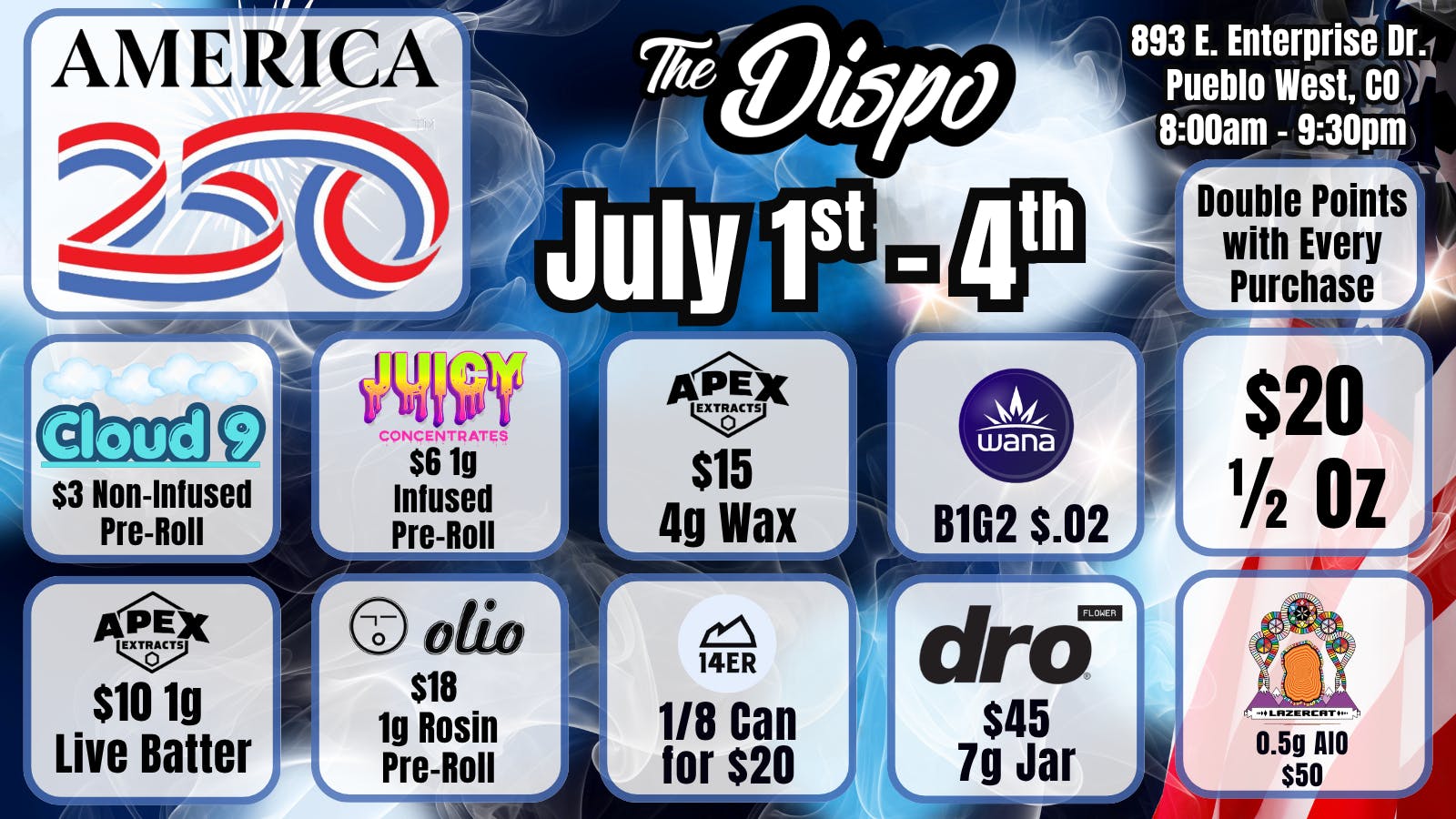 The Dispo $3 PRE-ROLL | $10 CART | $15 4G WAX | $20 14er 1/8