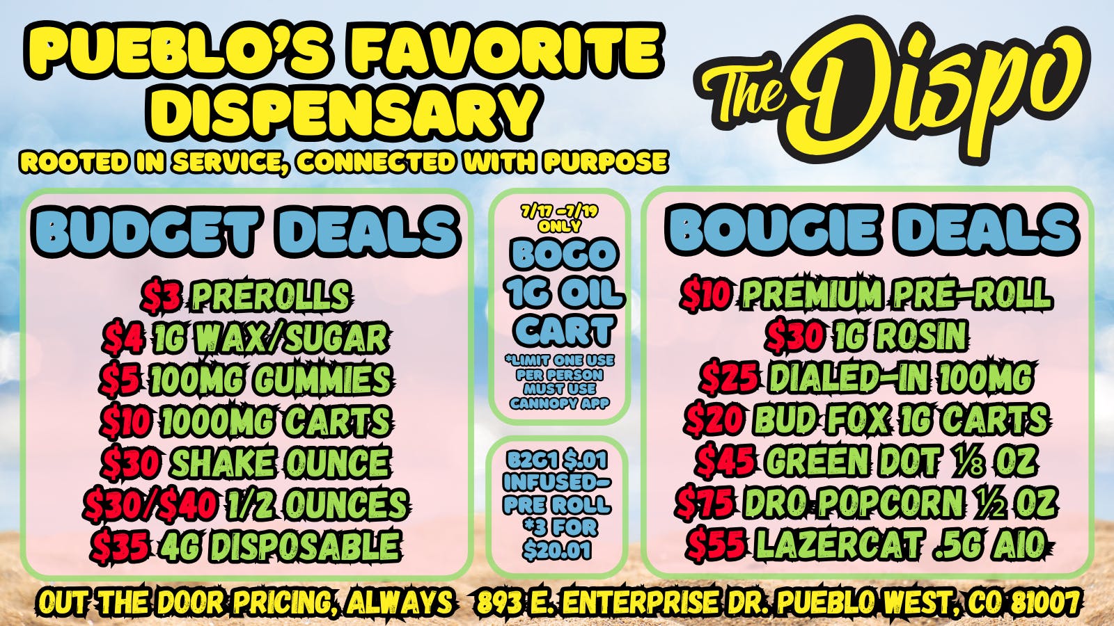 The Dispo $3 JOINT | $4 1G WAX | $10 CART | $20 HI-FUEL 1/8