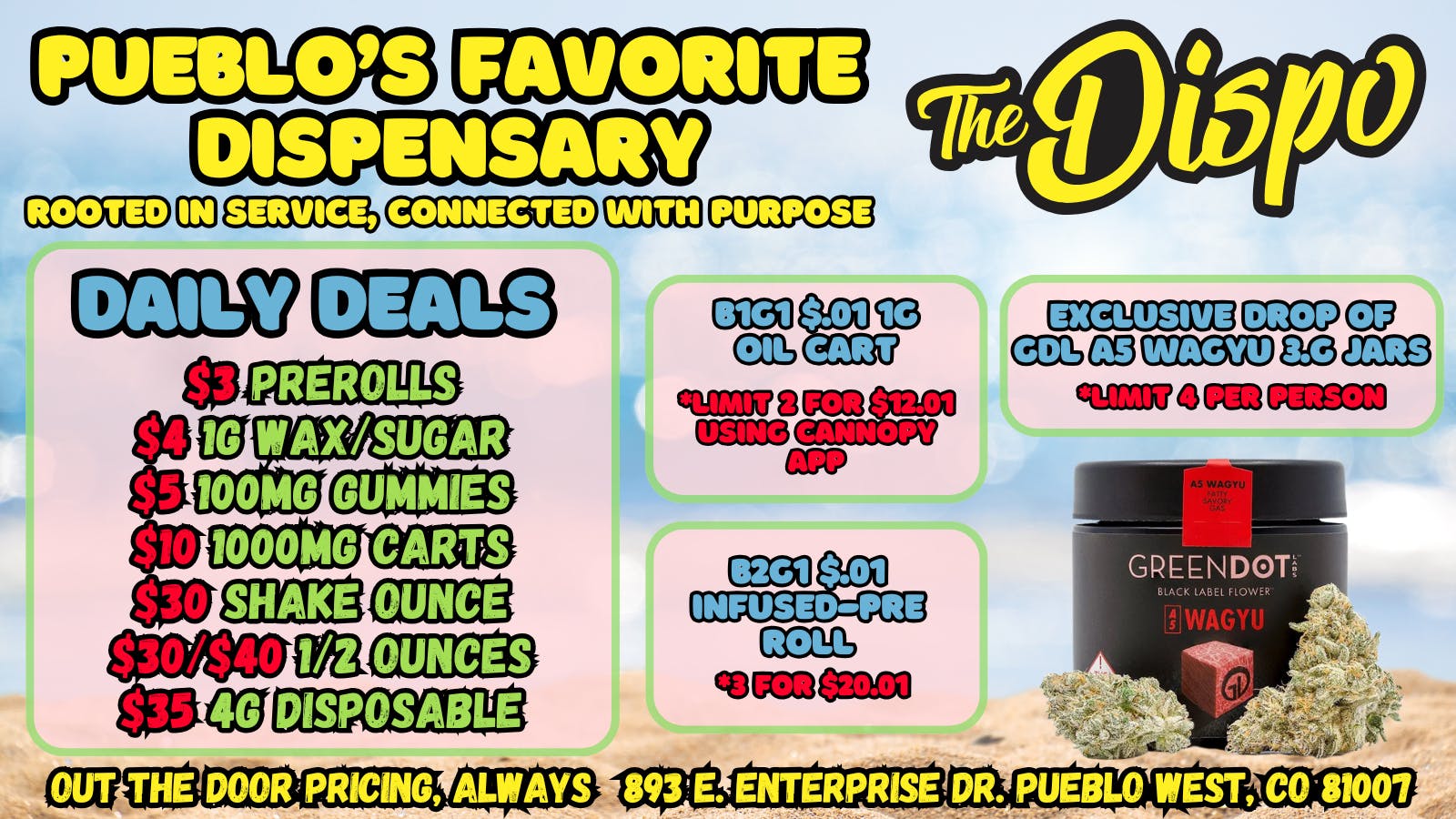 The Dispo $3 JOINT | $4 1G WAX | $10 CART | $20 HI-FUEL 1/8